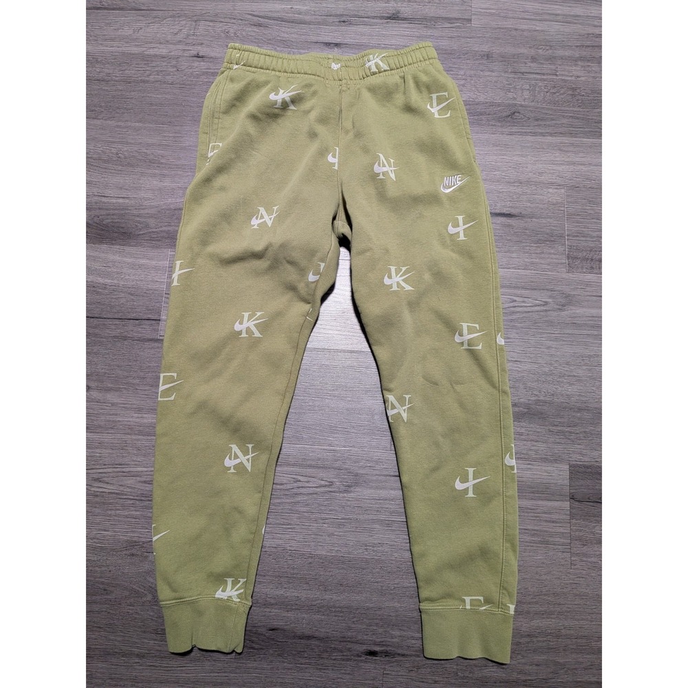 Nike Sportswear Club Fleece Joggers Alligator Green AOP Men's Size Small DV9611